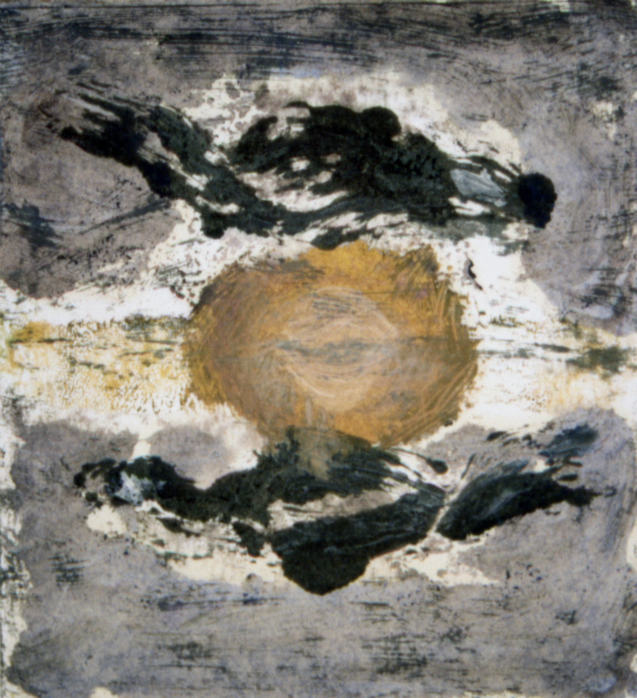 Free Fall, an encaustic on paper work held in a private collection