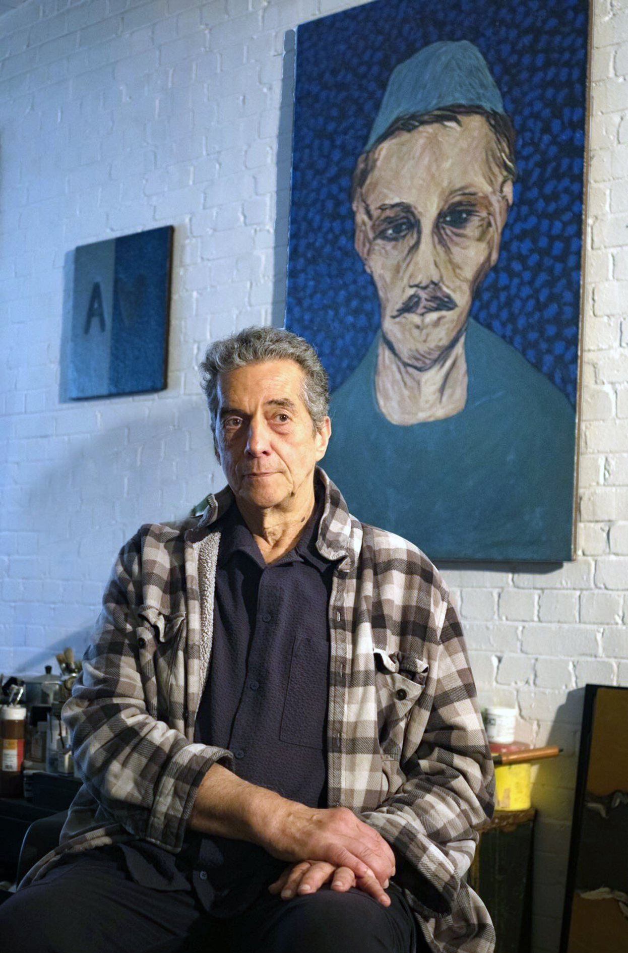Hervé Constant with portrait of Arthur Rimbaud by Ellen Kyyd